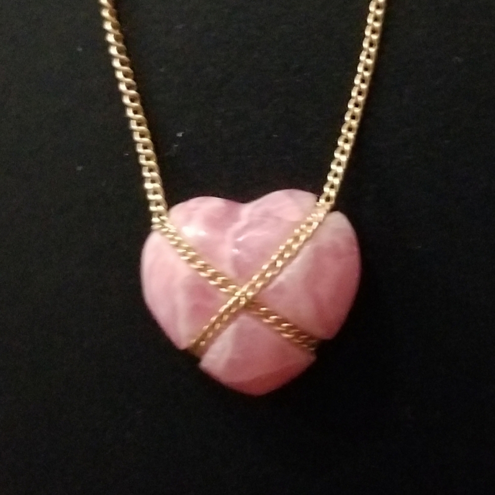 Vintage Tiffany pink heart necklace